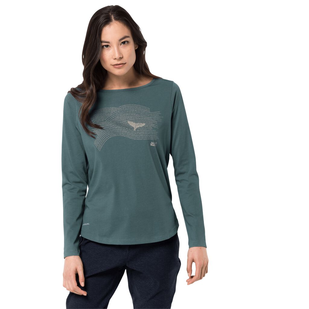 Jack Wolfskin OCEAN FIN LONGSLEEVE Haut Femme Vert Clair - NDAUBZY-18